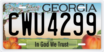 GA license plate CWU4299