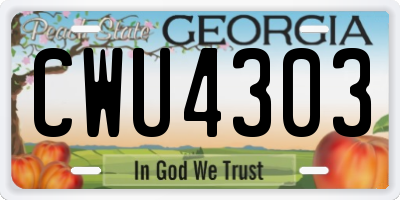 GA license plate CWU4303