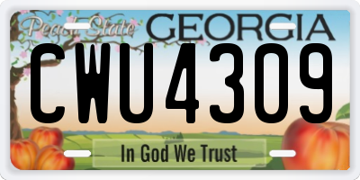 GA license plate CWU4309