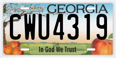 GA license plate CWU4319