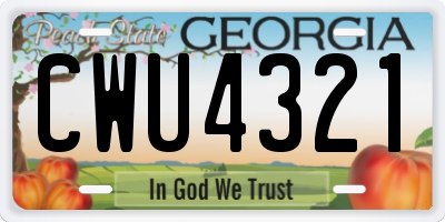 GA license plate CWU4321