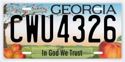 GA license plate CWU4326