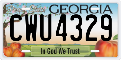 GA license plate CWU4329