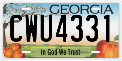 GA license plate CWU4331