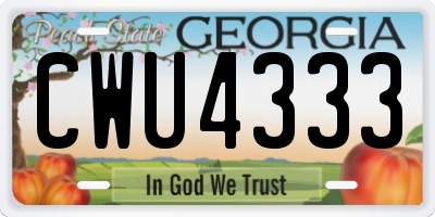 GA license plate CWU4333