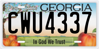 GA license plate CWU4337