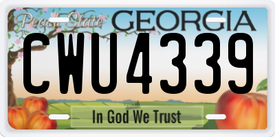 GA license plate CWU4339