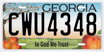 GA license plate CWU4348