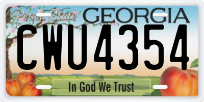 GA license plate CWU4354