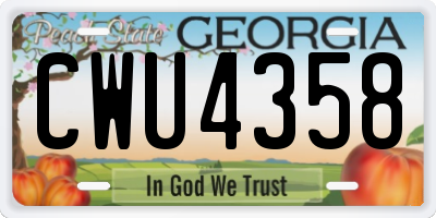 GA license plate CWU4358