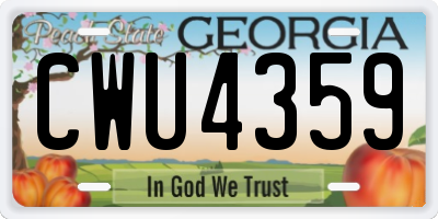 GA license plate CWU4359