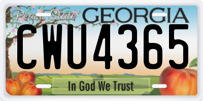 GA license plate CWU4365
