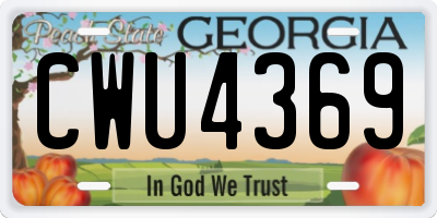 GA license plate CWU4369