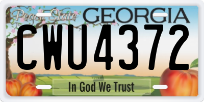 GA license plate CWU4372