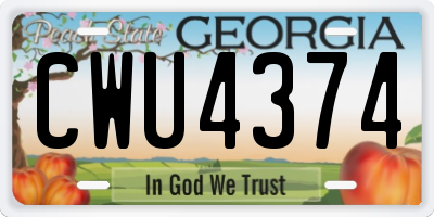 GA license plate CWU4374