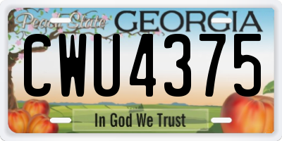 GA license plate CWU4375