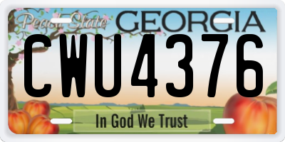 GA license plate CWU4376