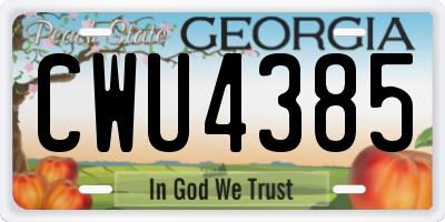 GA license plate CWU4385
