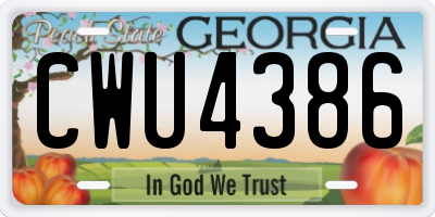 GA license plate CWU4386