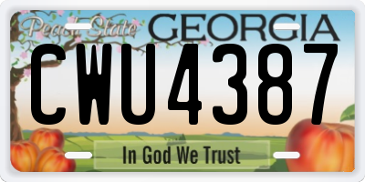 GA license plate CWU4387