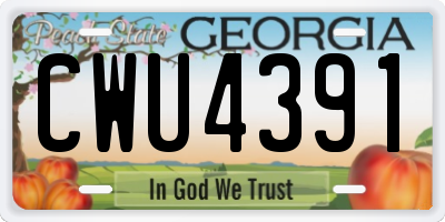 GA license plate CWU4391