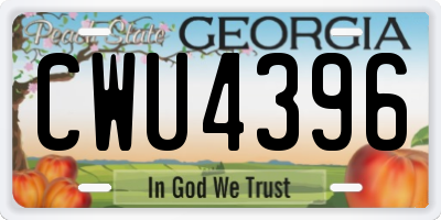 GA license plate CWU4396