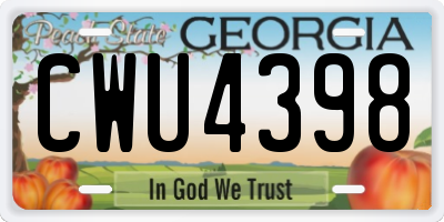 GA license plate CWU4398