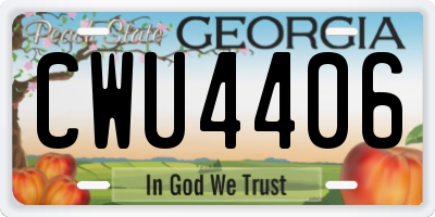 GA license plate CWU4406