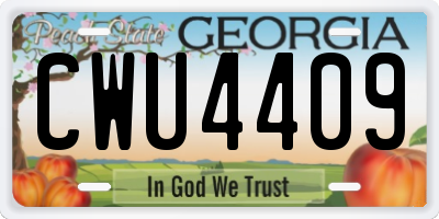GA license plate CWU4409