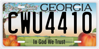 GA license plate CWU4410
