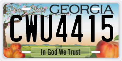 GA license plate CWU4415