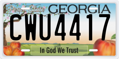 GA license plate CWU4417