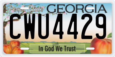 GA license plate CWU4429