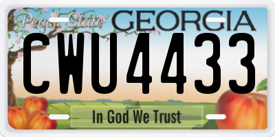 GA license plate CWU4433