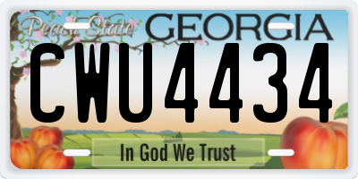 GA license plate CWU4434