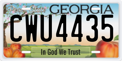 GA license plate CWU4435