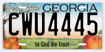 GA license plate CWU4445