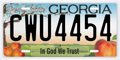 GA license plate CWU4454