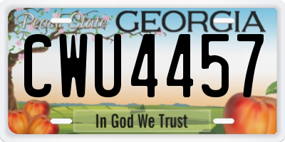 GA license plate CWU4457