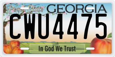 GA license plate CWU4475