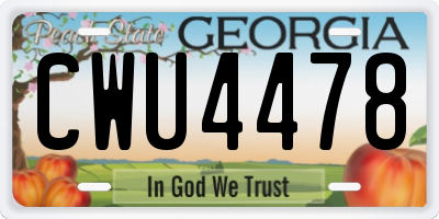 GA license plate CWU4478