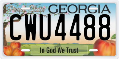 GA license plate CWU4488
