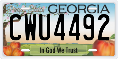 GA license plate CWU4492