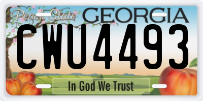 GA license plate CWU4493