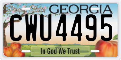 GA license plate CWU4495