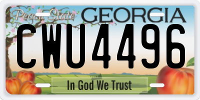 GA license plate CWU4496