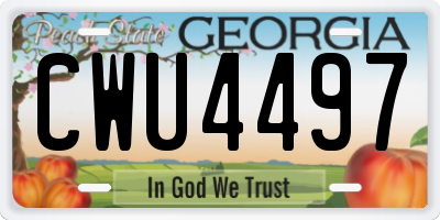 GA license plate CWU4497