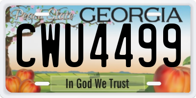 GA license plate CWU4499