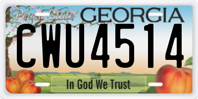 GA license plate CWU4514
