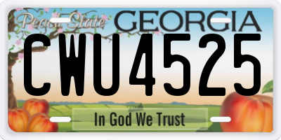 GA license plate CWU4525